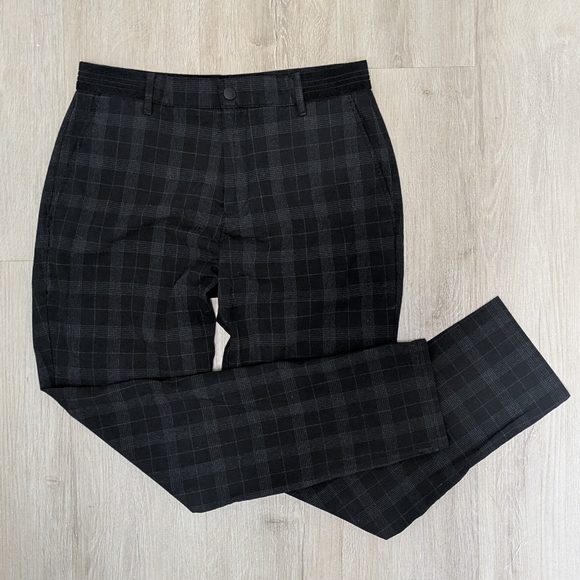ZARA men's Black Grey Plaid Slim Fit Casual Dress Pants Medium - Picture 2 of 7